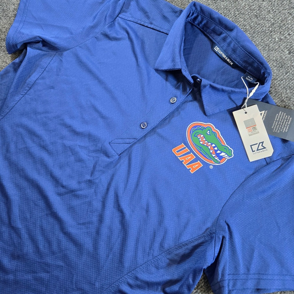 Cutter & Buck Florida Gators UAA Polo Shirt Blue Mens M DryTec 50+ NWT Gorpcore
